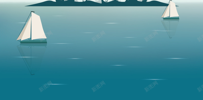 蓝色海洋上的帆船H5背景矢量图ai设计背景_新图网 https://ixintu.com H5素材 岛屿 帆船 椰子树 海洋 清新 白云 矢量 简约 蓝色 矢量图
