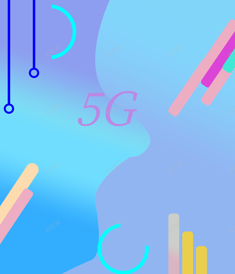 5G时代的到来psd设计背景_新图网 https://ixintu.com 5G 信号 半圆 线条