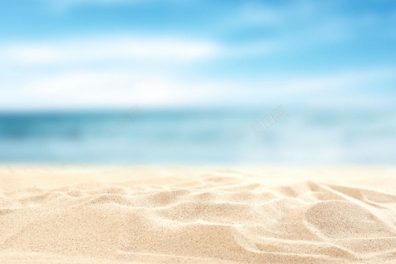 全年特惠蓝色大海沙滩海边夏天小清新浪漫背景背景
