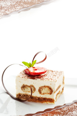 提拉米苏海报白色简约甜品蛋糕美食海报背景高清图片