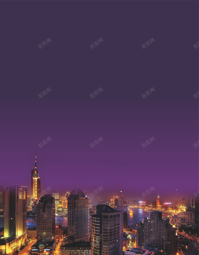 紫色地产单页背景cdr_新图网 https://ixintu.com 地产 城市 夜景 建筑 摄影 紫色 风景