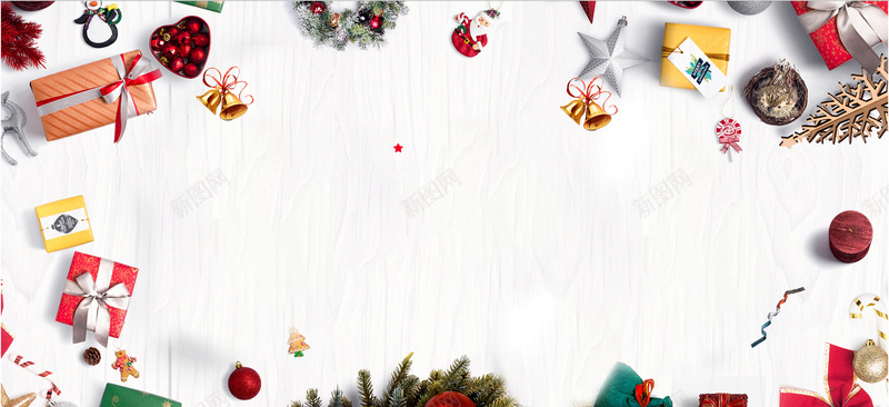 圣诞节简约卡通白色白雪banner背景
