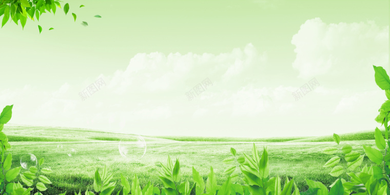春天绿色唯美风景促销海报背景图背景