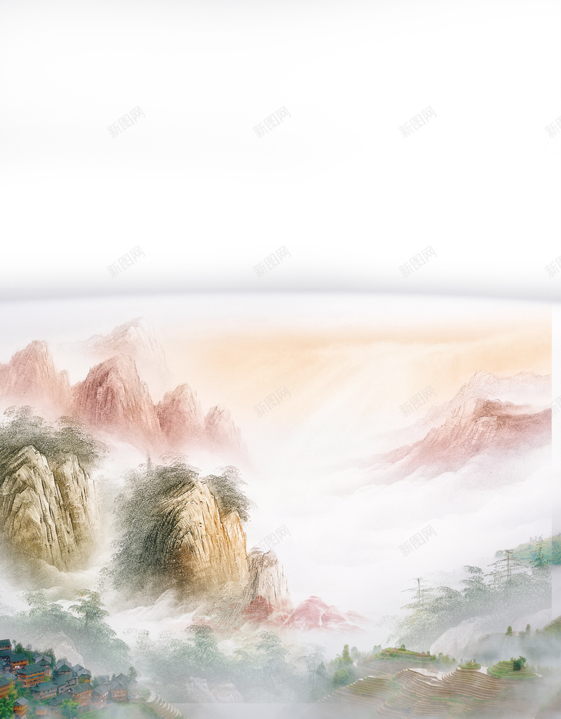 中国国画梦幻山水背景psd设计背景_新图网 https://ixintu.com 中国风 励志背景 名人名言背景 国画 国画海报 山水 教室模板 朦胧 梦幻 海报 简约