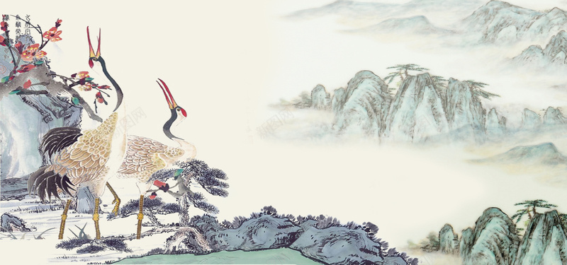 中国风山水水墨背景