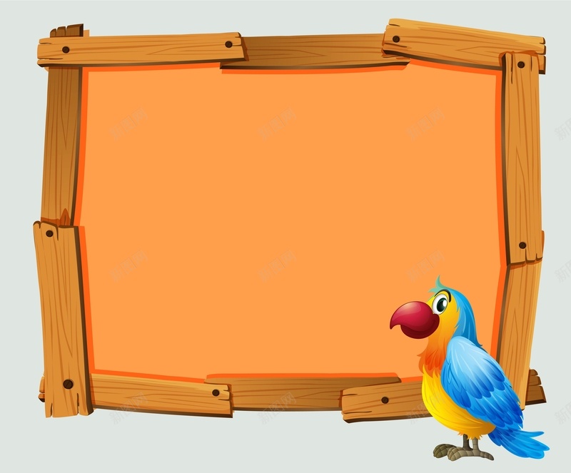 矢量橙色创意木板边框鹦鹉背景ai设计背景_新图网 https://ixintu.com 儿童 创意 卡通 小鸟 教育 木板边框 橙色 海报 矢量 立体 背景 鹦鹉 矢量图