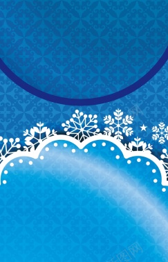 蓝色光晕上的雪花背景矢量图背景