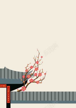 中国风手绘插画海报背景模板背景