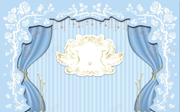 蓝色婚礼婚庆海报背景模板矢量图背景