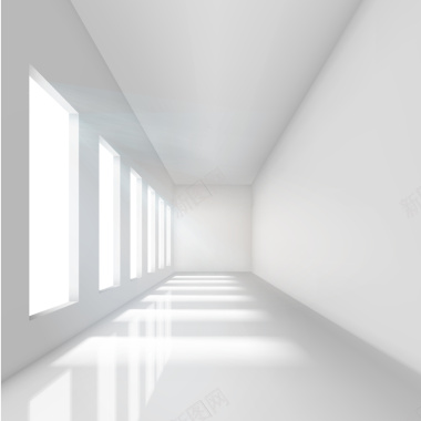 3D白色室内走廊背景矢量图背景