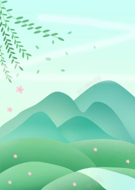 绿色手绘中国风清明节创意海报背景
