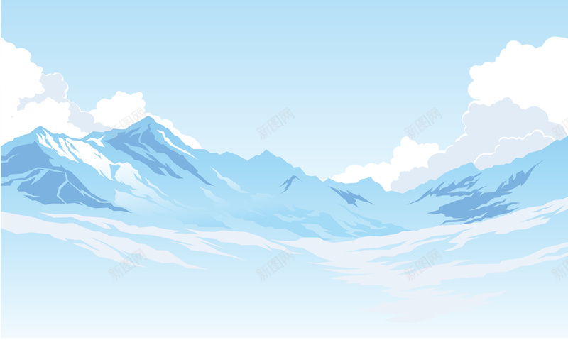 手绘蓝天白云雪山背景矢量图ai设计背景_新图网 https://ixintu.com 卡通 手绘 白云 童趣 背景 蓝天 雪山 矢量图