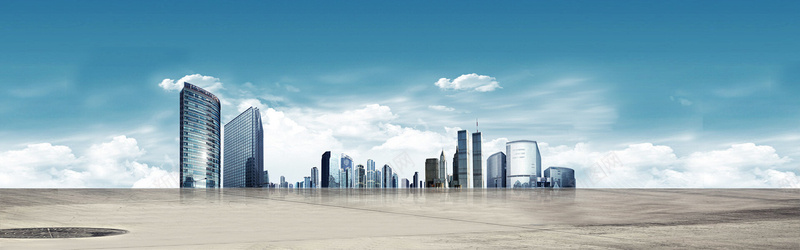 蓝色科技x展架商务城市高端大气背景模板PSD分层背景