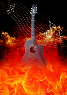 激情狂欢火焰燃烧吉他音乐背景背景