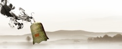 中国山水水墨装饰背景中国风警钟背景高清图片