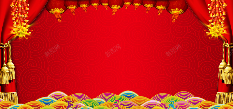 新年喜庆红色淘宝海报背景背景