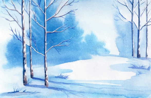 冬季雪景插画广告背景矢量图背景