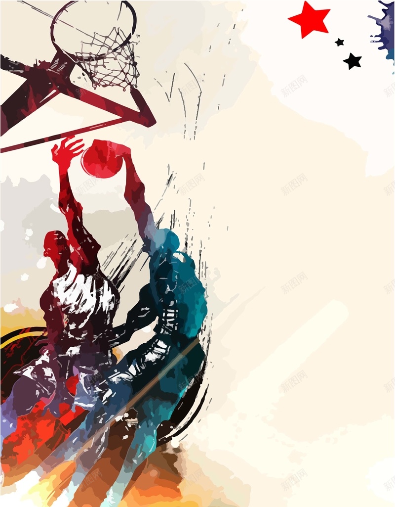 矢量水彩校园篮球运动会体育竞赛海报ai设计背景_新图网 https://ixintu.com 体育 励志 校园 水彩 海报 激情 矢量 竞赛 篮球 运动会 矢量图
