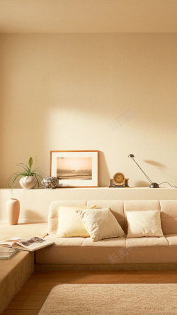 实拍生活温馨简约沙发摆设H5背景高清图片