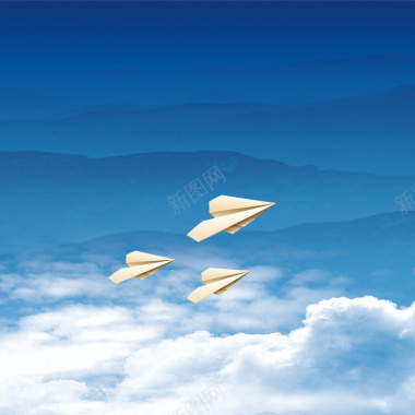 纸飞机蓝色天空PSD分层淘宝主图摄影图片