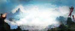 游戏登录页面天空雪山云朵蓝色游戏页面高清图片