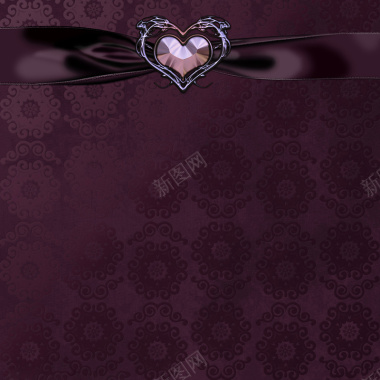 紫色高贵简约心形水晶花纹背景背景