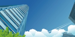 仰视的建筑大楼城市建筑摩天大楼海报背景矢量图高清图片