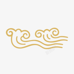 龙舟雕刻卡通海浪装饰海浪式祥云装饰案矢量图高清图片