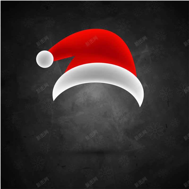 圣诞节红色圣诞帽黑色背景矢量图ai设计背景_新图网 https://ixintu.com 可爱 可爱圣诞元素 圣诞帽 圣诞快乐 圣诞节 平安夜 海报 红色 背景 贺卡 黑板背景 矢量图
