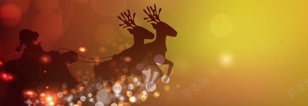 圣诞节背景jpg设计背景_新图网 https://ixintu.com 圣诞老人 小鹿 气泡 金色 雪橇