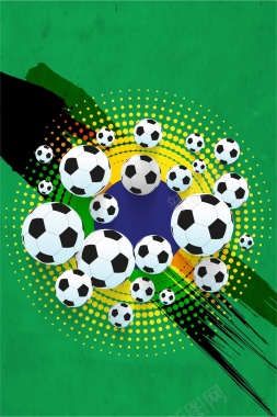 绿色背景足球运动狂欢平面广告矢量图背景