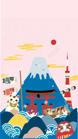 简笔画鲤鱼旗矢量日本旅游卡通背景高清图片