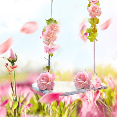 唯美粉色花朵背景图背景