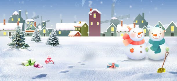 雪地背景jpg设计背景_新图网 https://ixintu.com 卡通 圣诞节 海报 礼物 雪人