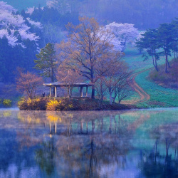 水湖梦幻自然背景高清图片