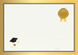 金色边框毕业证书矢量背景海报
