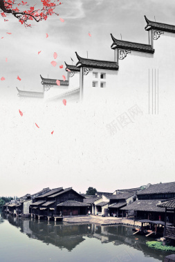 复古中国风水墨画唯美海报背景背景