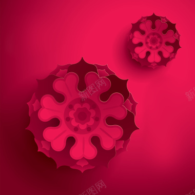 3D立体剪纸花朵喜庆春节迎春纳福海报背景背景