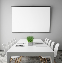 会议室桌椅北欧现代简约白色会议室高清图片