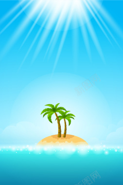 夏日海滩风景旅游平面广告矢量图背景
