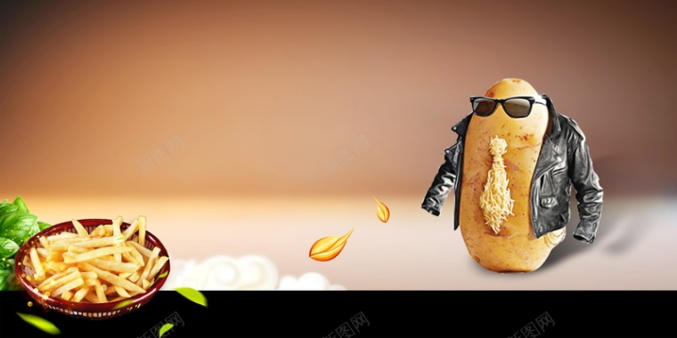 土豆先生创意薯条背景模板背景