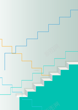 立体绿色楼梯商务宣传封面曲线背景矢量图背景