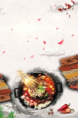 中国风串串香美食海报背景模板背景