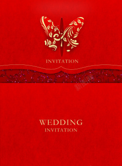 精致桥体红色传统婚礼邀请函简约精致背景高清图片