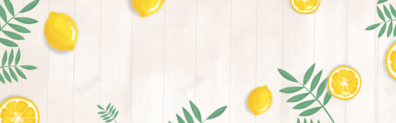 清新手绘柠檬banner背景