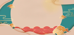 长城梅花装饰画中秋国庆双节同庆创意海报高清图片