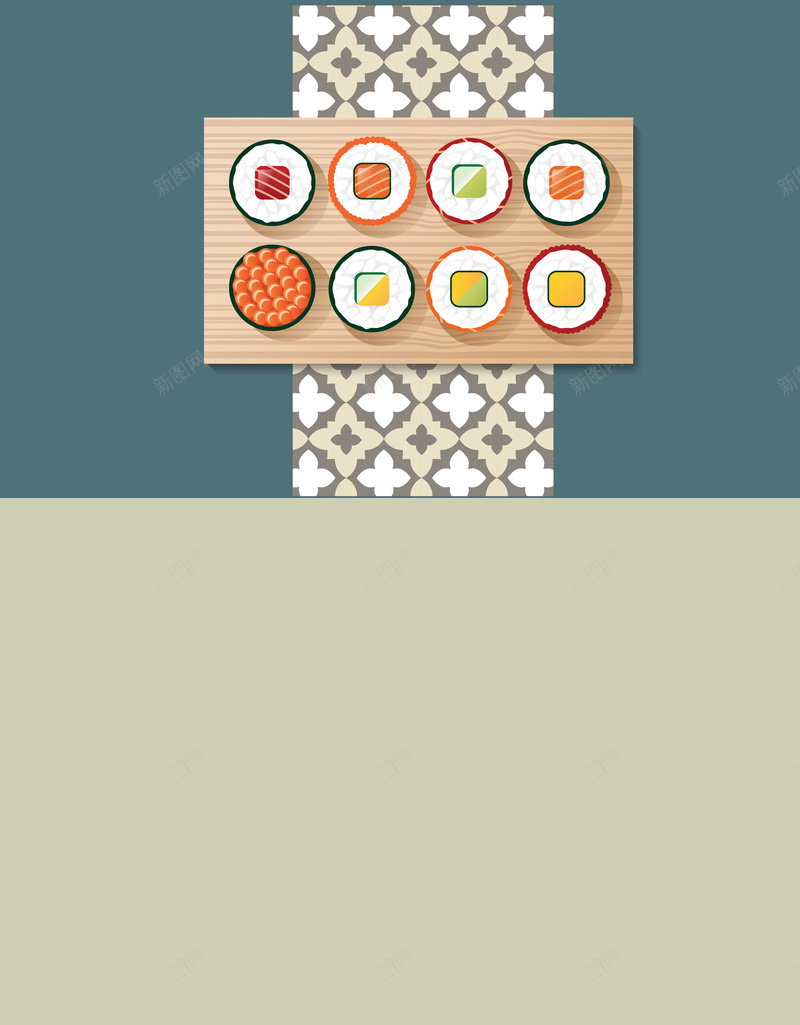 寿司碎花底纹文艺小清新菜谱矢量背景ai设计背景_新图网 https://ixintu.com 复古花纹 外卖单 寿司美食 幸福 文艺小清新菜谱 料理 日本餐饮 海报 清爽蓝色背景 简约 美食 矢量图