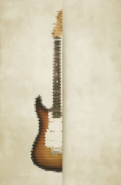 复古吉他乐器音乐海报背景矢量图背景