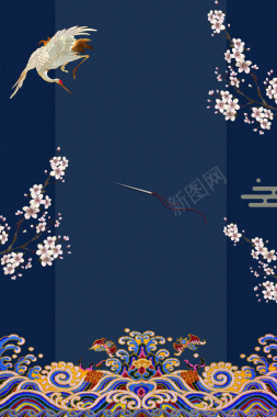 中国风复古传统刺绣文化海报背景