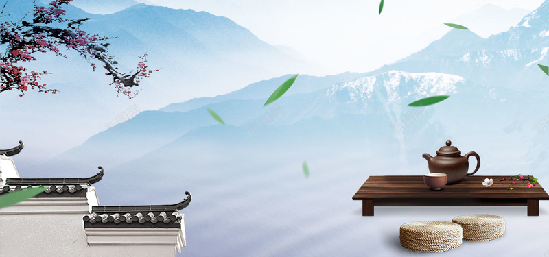 中国风茶文化海报背景